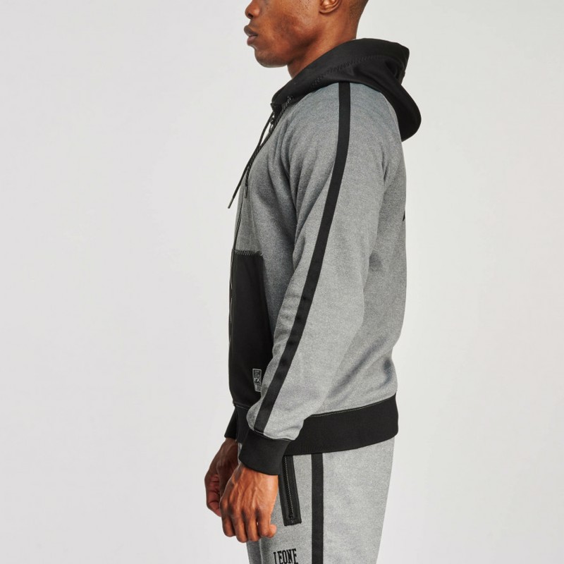 LEONE HOODED SWEATSHIRT MELANGE - GREY